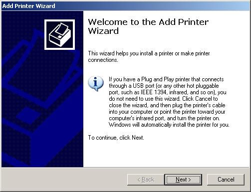 You only need to perform Window s standard Add New Printer procedure, select Network Printer shown in the screen