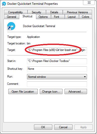 Now double click Docker Quickstart Terminal shortcut to open the terminal.