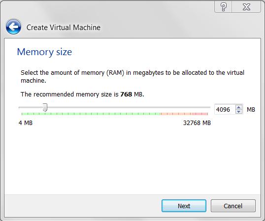 6. Set the memory size.