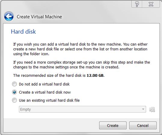 Create virtual hard