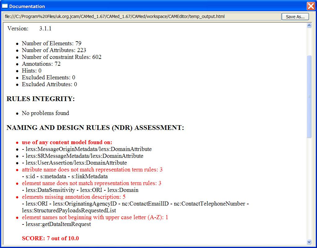 Evaluation Report (NDR) example Part of an example report for LEXS getdataitemrequest template