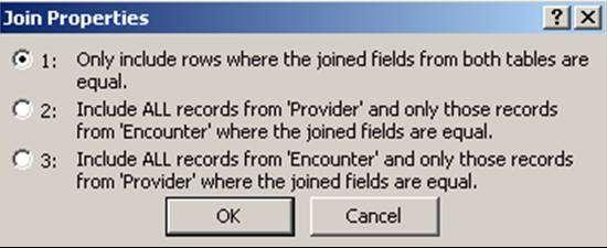 We also drag the field ProviderID to the field ID in the provider table. You should see something that looks like the very first figure on this page, Figure 1.