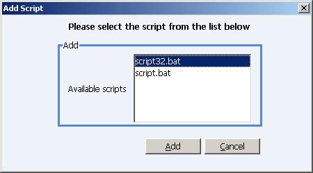 Click on the button: Add in the dialog box: Add Script Refer to Figure 3.9; the script gets listed in the Tab: Logon/Logoff Scripts. 9.