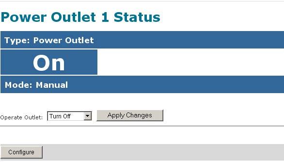 Figure 15- Status page for a power outlet If the power outlet is in alert status, the user has the option to either acknowledge the alert or dismiss it.
