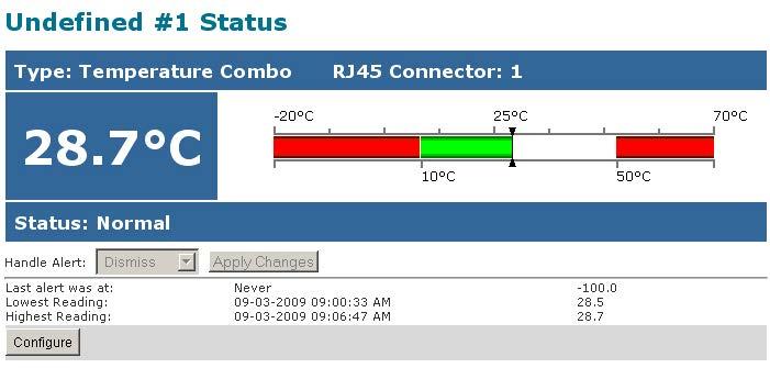 Monitor and Configure Sensors To view the graphic image showing the status of a sensor, click on the sensor description in the Summary page.
