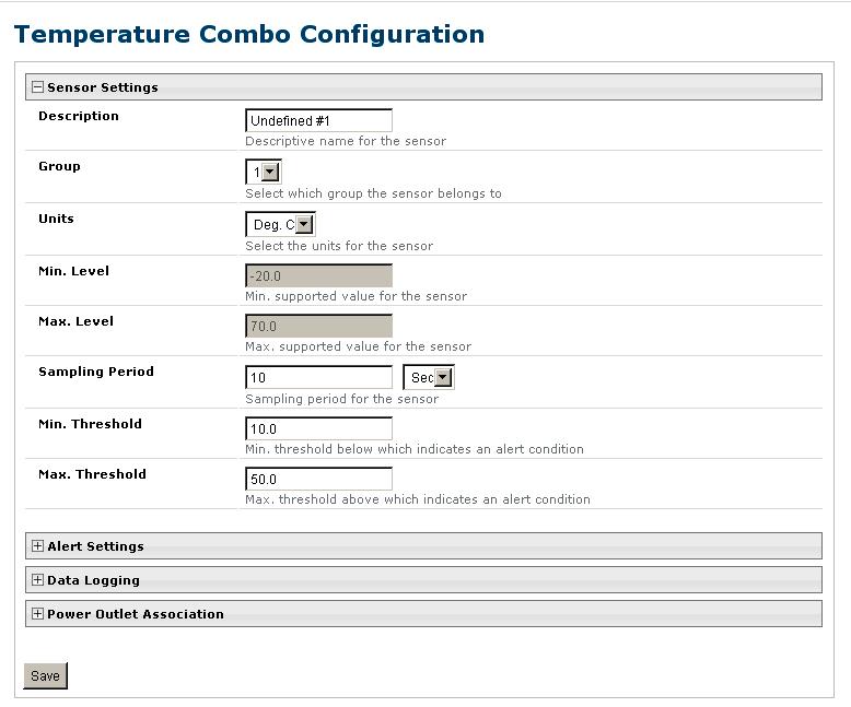 Figure 20- Sensor Status page The administrative user can open the sensor configuration page by clicking on the Configure button at the bottom of the sensor status page (above) or by clicking on Edit