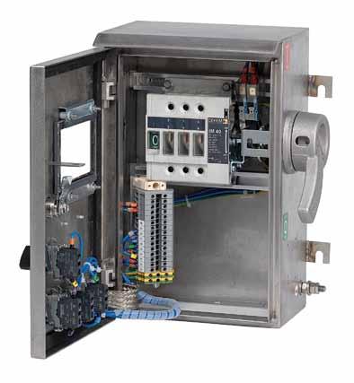 - Optional enclosure materials available. - Up to IP degree of protection. Options: - Interlocked door in the ON position.
