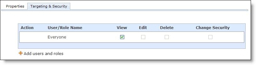 EM AIL 47 9. To add users or roles, click Add users and roles. 10. To assign rights, select View, Edit, Delete, or Change Security.
