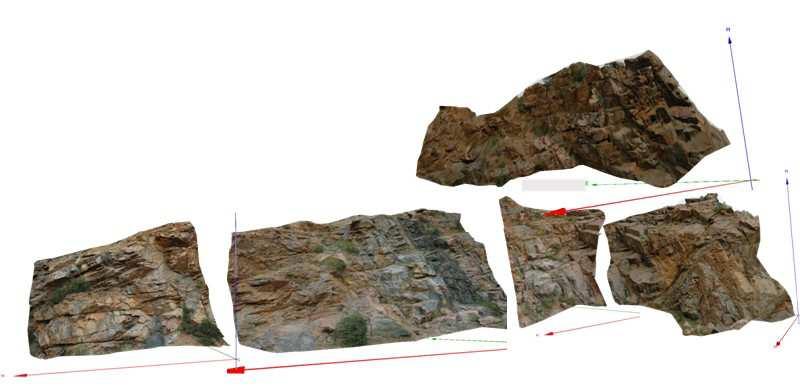 In such cases, the rock wall is acquired by several overlapping 3D images.