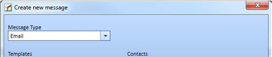 Once setup, these templates are shown in a list when selecting the + symbol next to Messages.