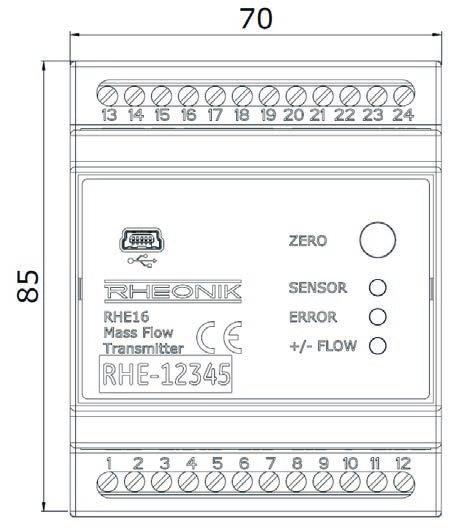 RHE16 Dimensions Front View Side View Top View RHE16 Part Number Code Installation Type T1 DIN rail mount (remote) C1 Compact mount