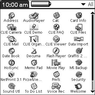 1 Tap (Home). The Palm OS Standard screen is displayed. 2 Tap (Menu). The menu is displayed. 3 Tap [Preferences...] from [Options]. The Preferences dialog box is displayed.