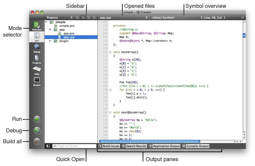 Overview of Qt Creator Components See Creator Quick Tour