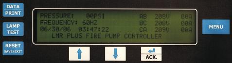 Limited Service Fire Pump Controllers Features FD20 Full Voltage - Limited Service with Plus Microprocessor August 2012 1-2 Product Features Main Display General The main display will show the