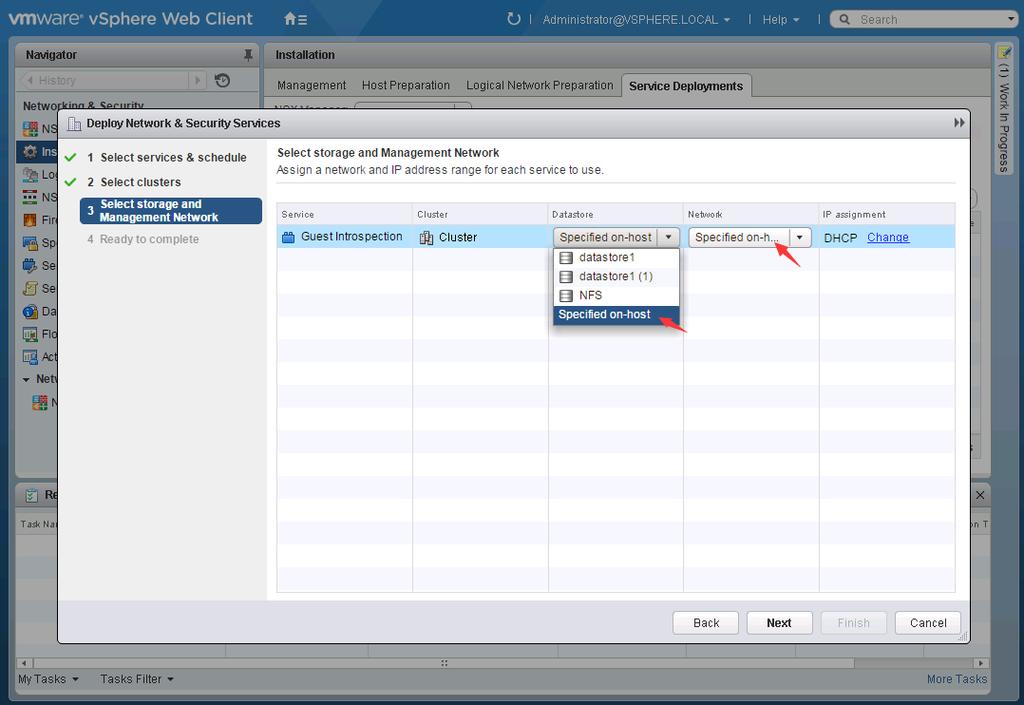 In each ESXi of the cluster, configure the Agent VM Settings to use local datastore