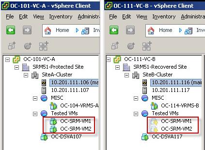 Figure 37: Changed icons of Protection Groups On the Deep Security Manager, both the Protected site s VMs and the Recovery site s VMs are displayed before the recovery.
