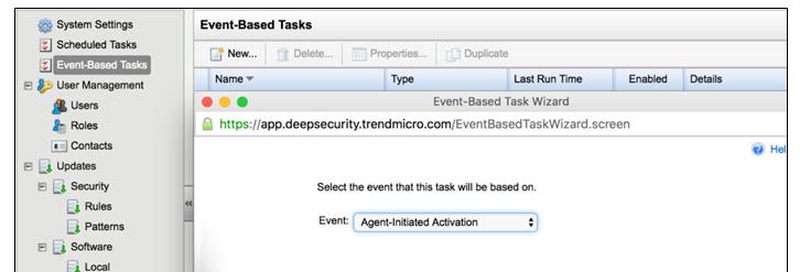 2. Create an Event Based Task to
