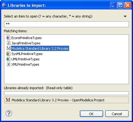 To import the MSL right-click on your top-level model, select Import package from registered library and select Modelica Standard Library. Figure 12: Importing a registered library in Papyrus 1.