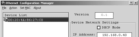 Connecting the VP-311DVI Automatic DVI / Audio Switcher Figure 9: The Ethernet Configuration Manager Window Table 7: Ethernet Configuration Manager Window Functionality # Feature Function 1 File The