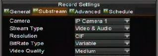 Select the IP camera to configure next to the Camera label. 4. Adjust IP camera compression settings.