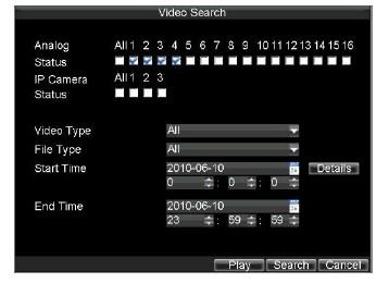 5. Playing Back from a Video Search To playback files from a video search:.