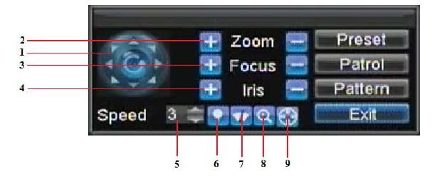 3 9.3. Select channel where PTZ camera is installed next to Camera label. 3. Enter PTZ settings so it matches that of the PTZ camera. 4. Click OK button to save and exit menu.
