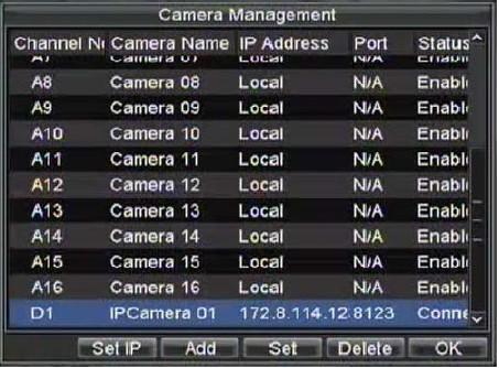 9. Click OK to exit out of the Camera Management menu. To adjust IP camera compression settings: 0.