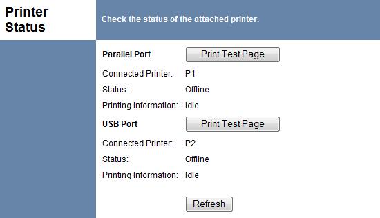 For each port, the following data is listed: Connected Printer- the model name of the printer connected to the port, if the printer name is known.