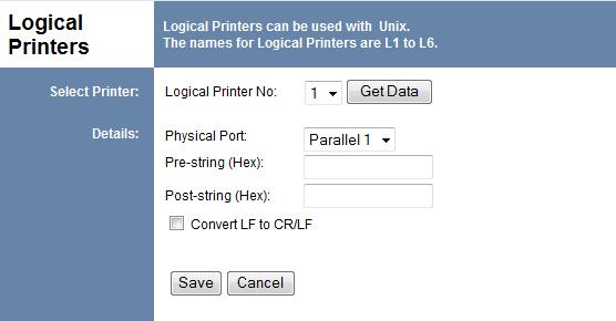 Logical Printers Logical Printers (ports) can be used under Unix.