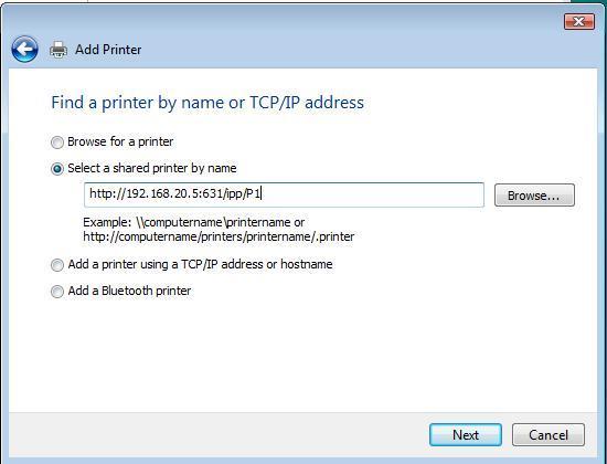 If the desired printer is not shown in the list, click The printer I want isn t listed. 4.