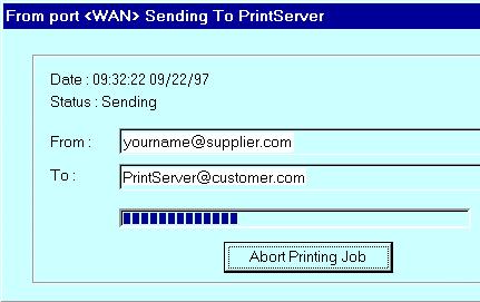 4. Print the document. 5. The InterNet Printing Port will generate an E-Mail and send it to the remote printer. The document will be encoded and sent as an attachment to the E-Mail.