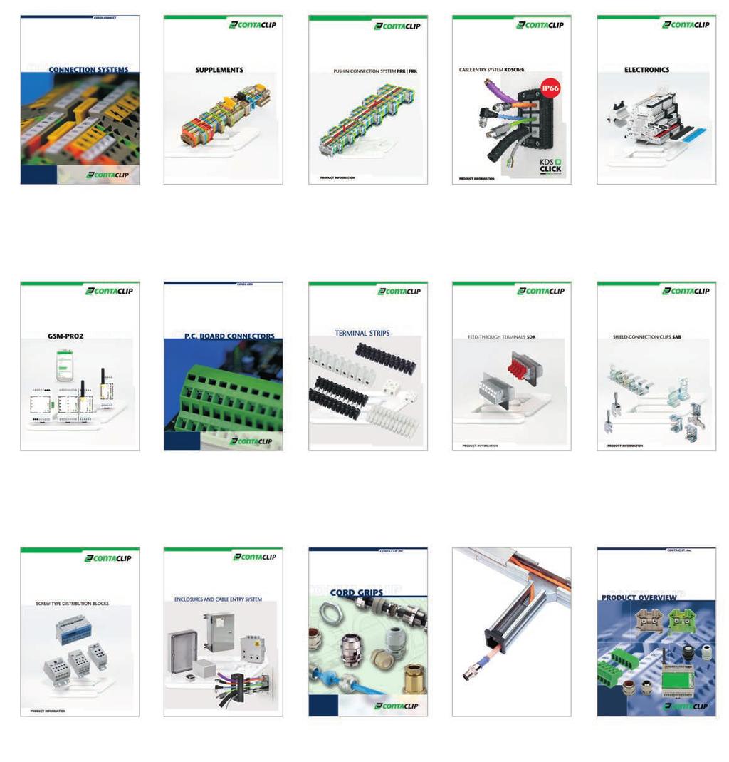 Literature Available Upon Request Connection Systems (DIN Rail Terminal Blocks) Supplements (DIN Rail Terminal Blocks) Push-In Connection (DIN Rail Terminal Blocks) KDS-Click (Cable Entry System)