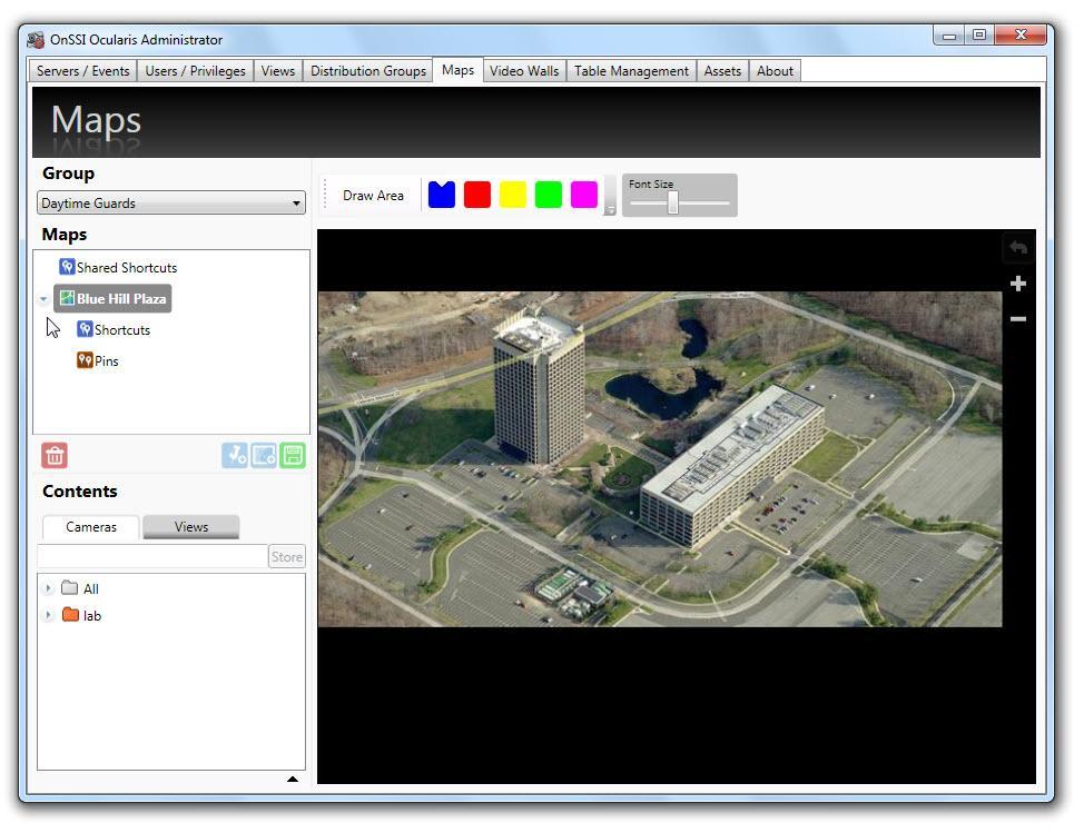Ocularis Administrator User Manual Ocularis Administrator When creating a map to be shared by others, the maps displayed here, populated by maps that exist in the Assets Tab, are available for