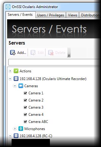 Ocularis Administrator Ocularis Administrator User Manual Servers List As Master Cores/recording servers are added to Ocularis, the resulting Servers list presents these as collapsible and expandable