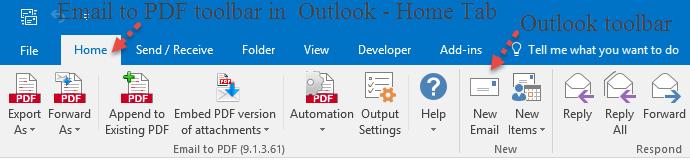 SECTION 5: User Interface You can customize how the Email to PDF add-in toolbars/ribbons are placed in Outlook.