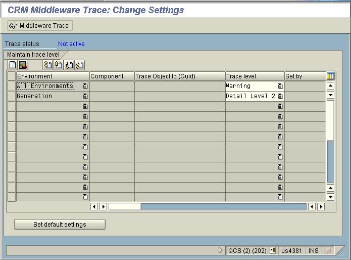 6.10 CRM Middleware Trace (CRM System) The CRM Middleware can create traces in order to monitor the BDoc processing. You can analyze the trace with transaction SMWT (CRM Middleware Trace).