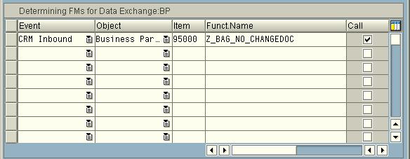 Figure 6-36 shows, how to add the function module to the call list of function modules relevant for the data exchange of business agreements. 1.