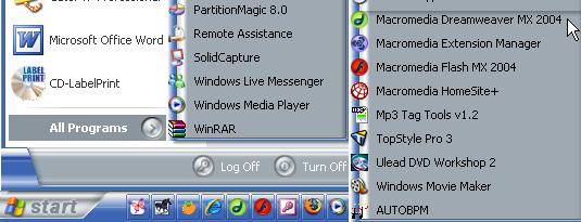 Exercise 1 Starting Dreamweaver Dreamweaver can be started like most Windows applications. Below are examples of how it might be launched. Clicking an option in your start menu.