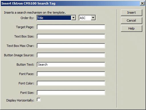 Inserting Custom Functions 4. Use the following table to assist you will inserting a search tag.