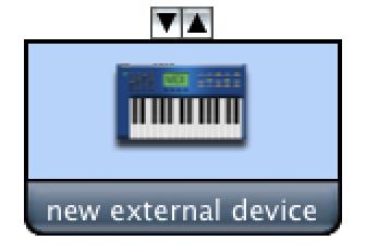 6 Click the arrow for the appropriate input port of the device and drag a cable to the output arrow of the corresponding port of the MIDI interface.