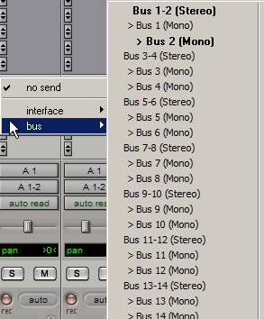 Creating a Send Pro Tools provides up to five sends per audio track. A send can be mono or stereo, routing to an output or one of 64 internal bus paths.