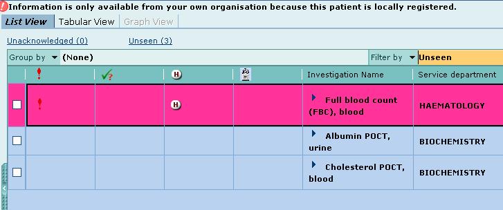 In the patient s EPR record it will display all the Radiology and Pathology requests that have been placed for the patient.