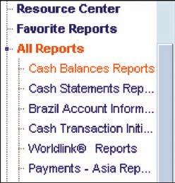 Running Reports When you select a CitiDirect Online Banking report service class, all base reports that you are entitled to run and any customized reports that you have edited and saved are listed in