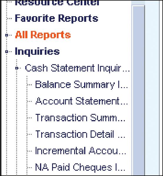 Inquiries The Inquiries category on the CitiDirect Online Banking navigation bar contains service classes that group individual inquiries by their specific business purpose.