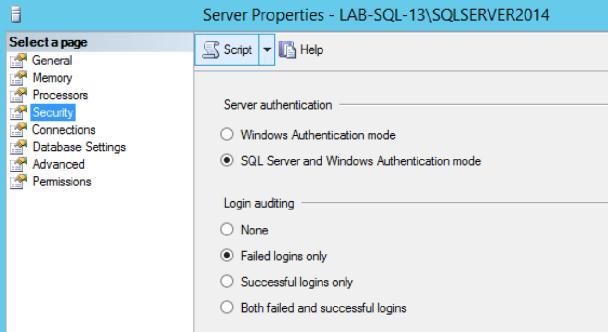 SQL logon events Application log Only