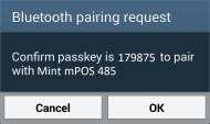 On selecting the device, both your NETS mpos Reader and your smartphone / tablet will display the same 6-digit passkey.