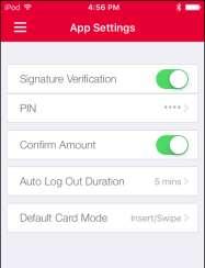 How to set/change your Signature Verification PIN 1 Access the Settings menu by swiping right or pressing the Menu