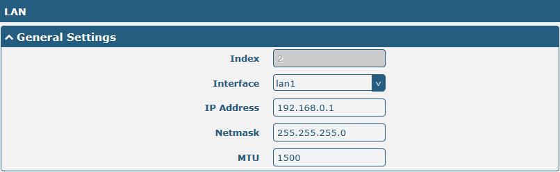 Choose lan1 as the interface, and configure its IPv4 address and Netmask.