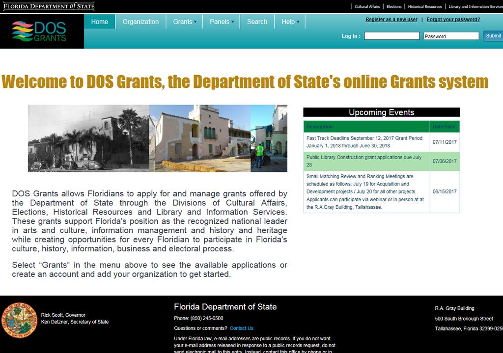 HOW TO REGISTER ON THE DOS GRANTS WEBSITE Before you can begin using the DOS Grants system, you must first create an account.