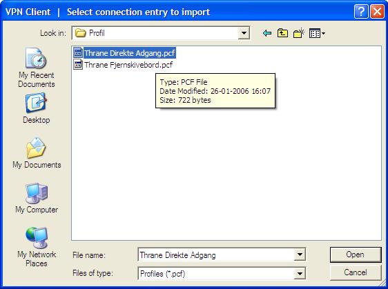 The VPN Client displays a message to let you know that the import action succeeded and places the imported